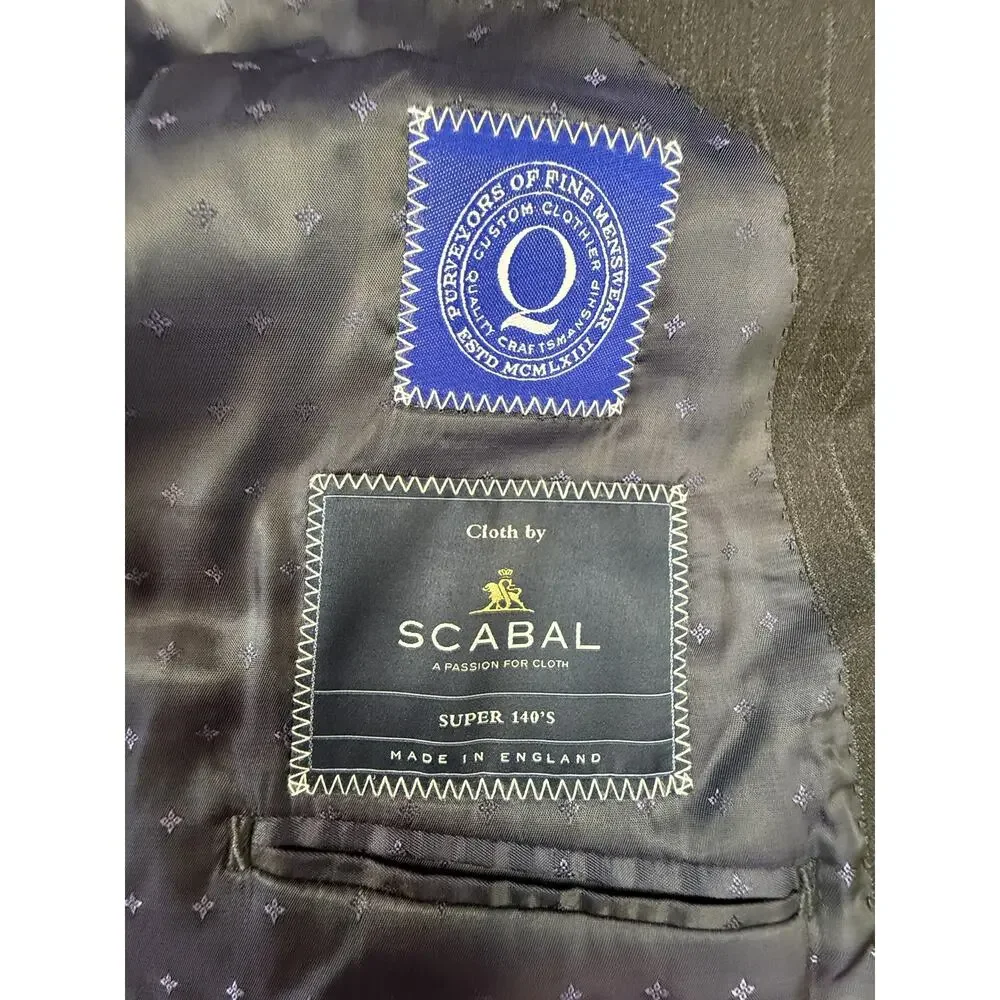 Nabil Srouji Scabal Super 140's Double Breasted Pinstripe Sport Coat Blazer 42R